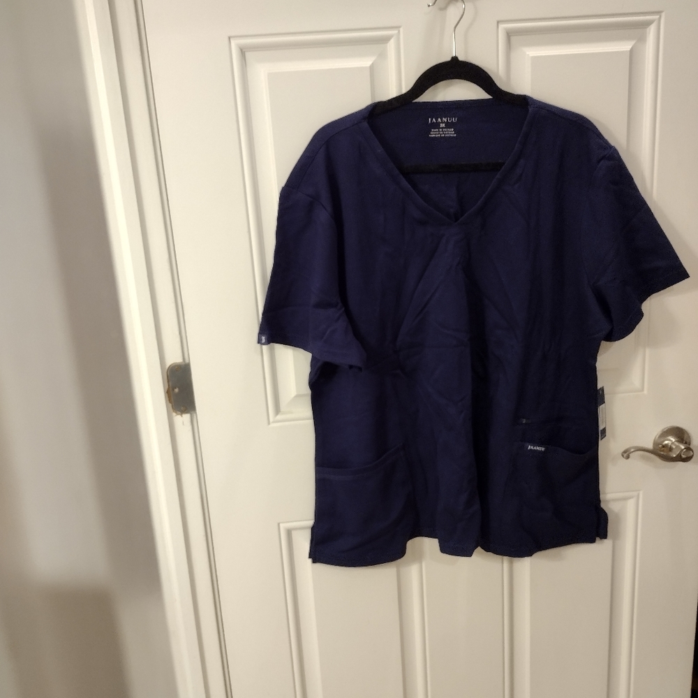 Jaanuu Women's Scrub Top, 3X, Navy, NWT